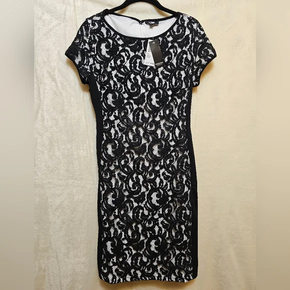 Premise Dresses | Premise Annie Sez Retro Rare Black Lace Overlay Dress Bodycon Women's Sz 6 Nwt | Color: Black/Cream | Size: 6 | New_Moon_Aurora's